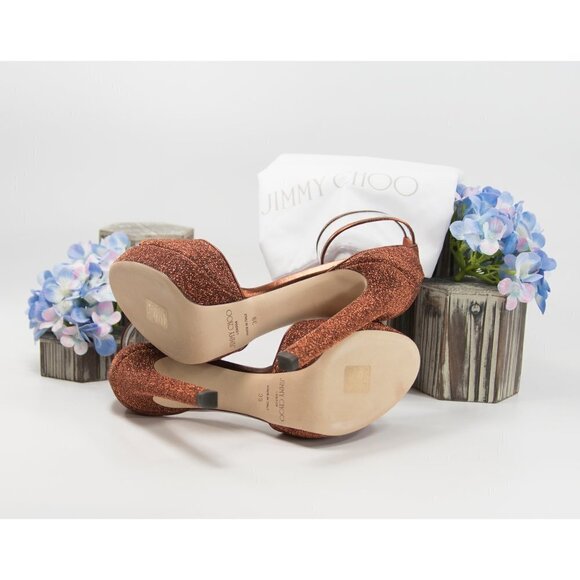 Jimmy Choo Copper Glitter Mayner 130mm Platform 39 - Picture 6 of 8